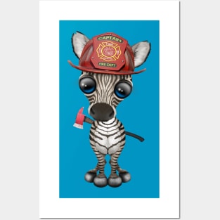 Cute Baby Zebra Firefighter Posters and Art